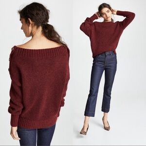 Veronica Beard Chase Sweater In Red Alpaca Wool Nylon Blend Size Large